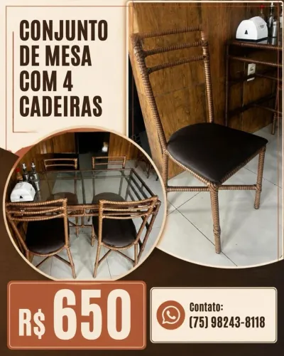 Kit de mesa com 4 cadeiras