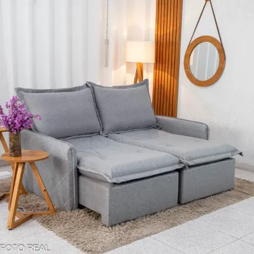 Sofá Cama 3 Lugares Linho - Alta Qualidade
