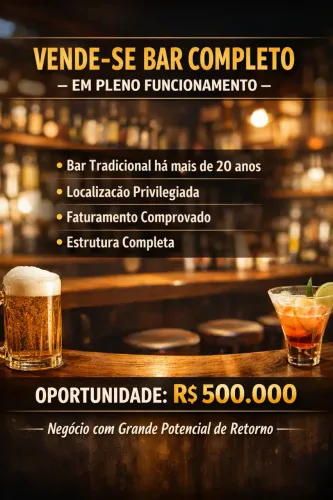 VENDE-SE BAR COMPLETO - EM PLENO FUNCIONAMENTO