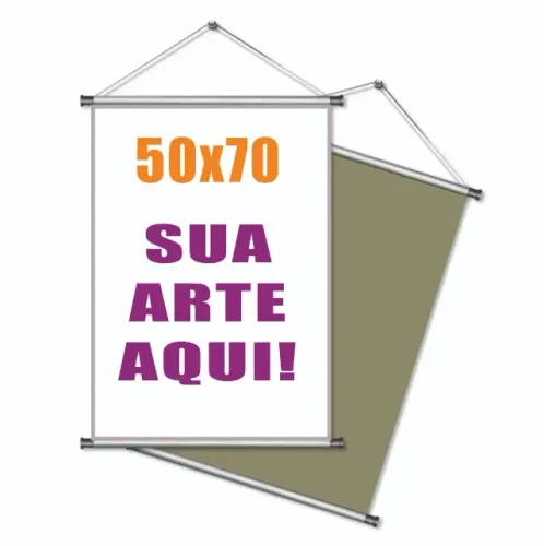 Banner em lona, 50x70 cm com madeira ou ilhós com arte pronta
