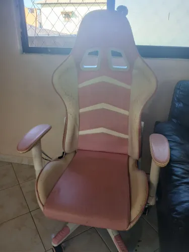 TEM CONVERSA, Cadeira Gamer Branca e Rosa