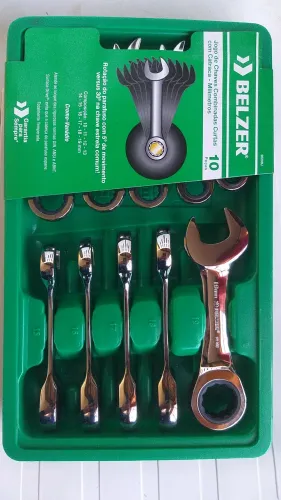 Jogo de Chaves Combinadas Curtas com Catraca de 10 - 19 mm com 10 peças Belzer - 9520BJ