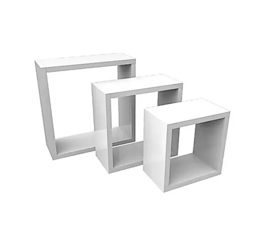 Kit 03 Nichos Quadrados Branco Decoração Quarto Sala 