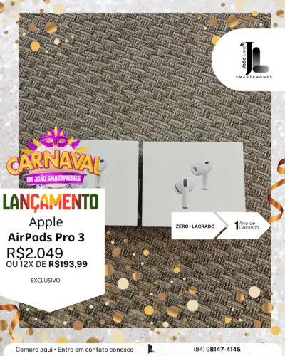 APPLE AIRPODS PRO 3, LACRADO, LANÇAMENTO!