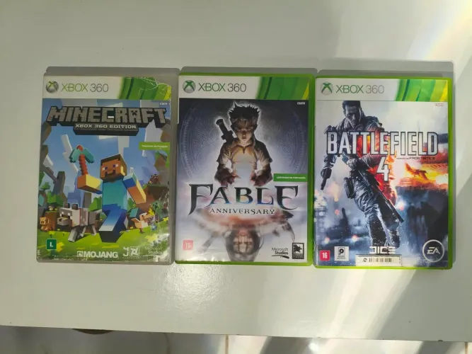 Jogos Originais Xbox 360 - Minecraft + Fable + Battlefield 4