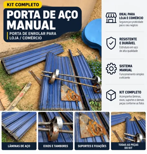 Kit Porta De Aço Manual -porta De Enrolar Para Loja-comércio