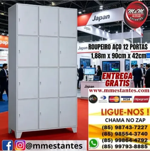 ENTREGA GRÁTIS - ROUPEIRO DE AÇO 12 PORTAS QUE CABE CAPACETE