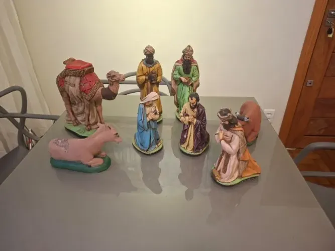 Presépio antigo em Gesso - 30cm (faltando Jesus), 8 peças