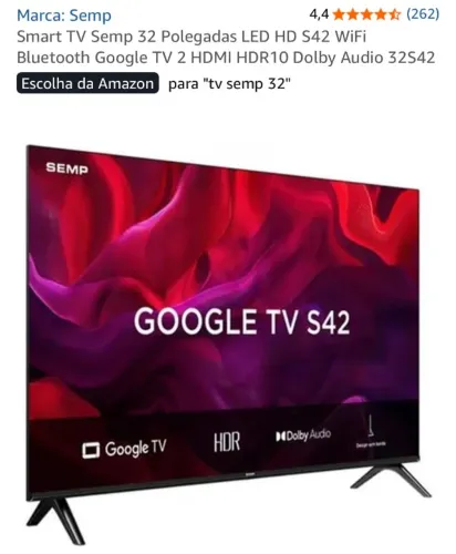 TV Semp 32' GOOGLE TV S2