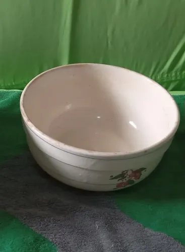 vasilha cerâmica anos 90 média branca floral tigela média: Comprimento = 21 cm altura = 9,