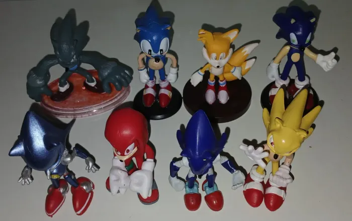 LOTE 8 BONECOS MINIATURAS SONIC KNUCKLES TAILS METAL WILD SELVAGEM