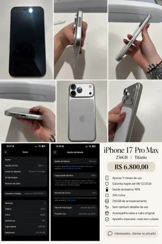 iPhone 17 Pro Max 256GB ? R$ 6.800