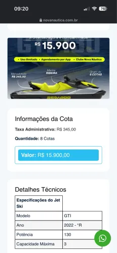 Jetski Start 130 ano 2021 8 pessoas Marina Penha 