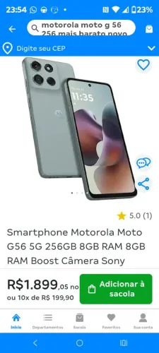 Celular Motorola 56, 5G , 256 GB de memória 5 de ram