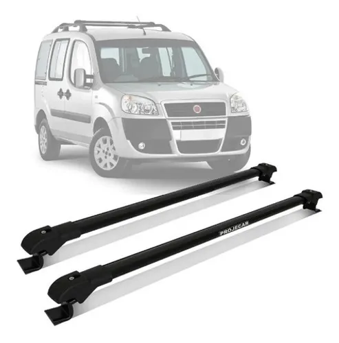 Rack Teto Travessa Fiat Doblô - Preto / Prata Alumínio  - Projecar