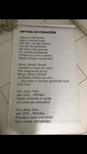 Oferta 50,00-p/colecionadores de futebol- Banner de Vinil c letra de Música