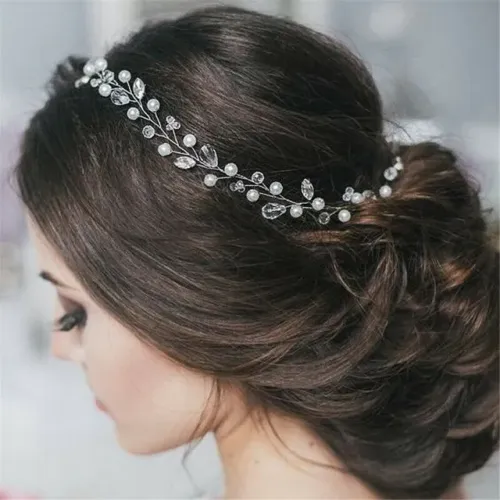 Fio Ponto de Luz Enfeite Cabelo Grinalda Cordão Pedras e Pérolas Casamento Noiva