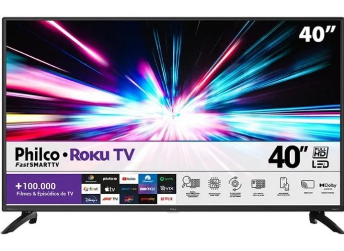 Loja MP Imports: Smart TV Led 40" Philco Roku PTV40G65RCH Full HD hdmi Preta com Conversor