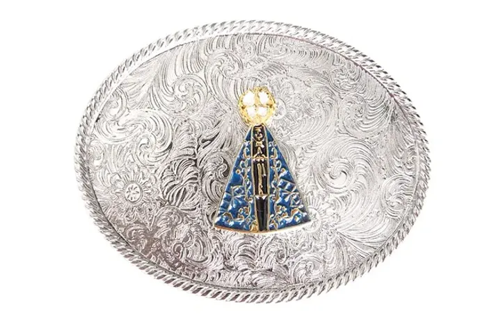 Fivela Cowboy Country Nossa Senhora Aparecida Prateada