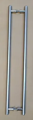 "Puxador de Porta, Duplo, Redondo, de Aço Inox Escovado 90cm"