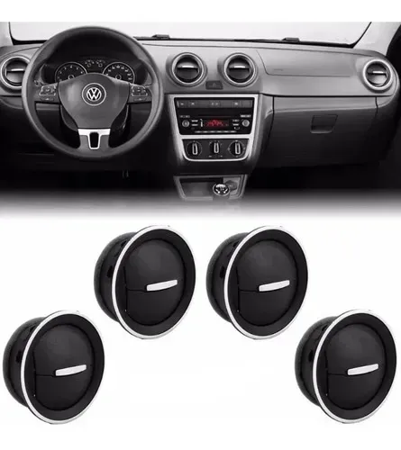 Difusor Ar Gol G4 G5 G6 Voyage Preto Aro E Botão Prata
