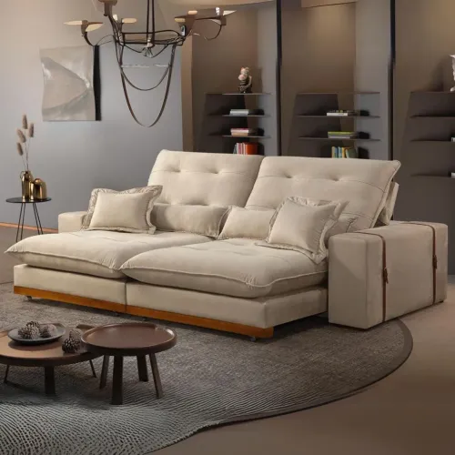 Sofá Retrátil e Reclinável 2,50m Molas Ensacadas Super Confortável e Qualidade tt64