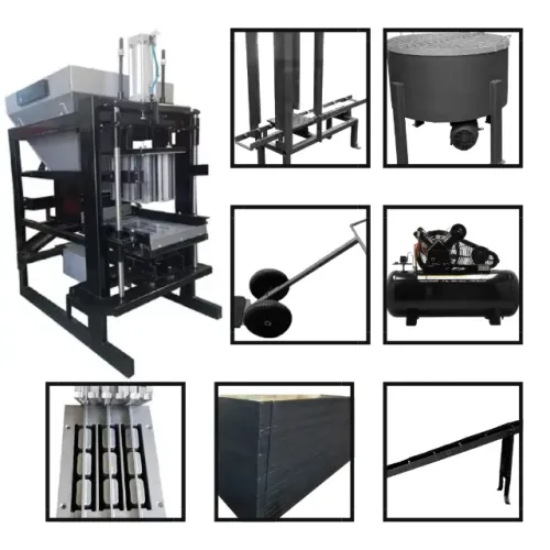 Kit Fábrica Completo Máquina Hidropneumática QMHP-6Black + Formas + Alimentador de Tábuas 