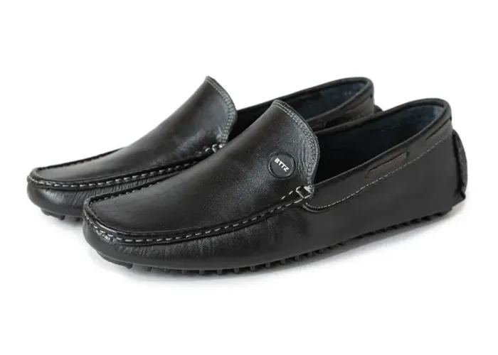 Sapato Mocassim Preto Driver Casual Couro Slip on Masculino Esporte Fino Ref 1000