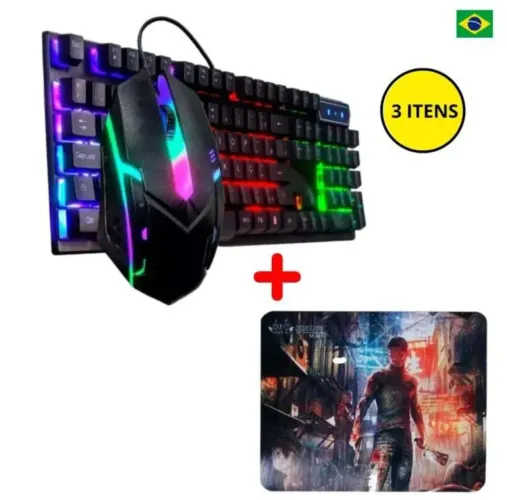 Kit 3in1 Teclado Gamer + Mouse Gamer + Mouse Pad Gamer<br>