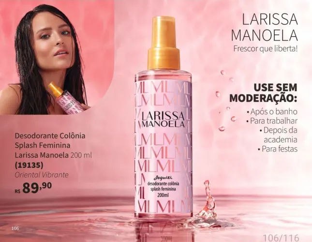 Desodorante Colônia Larissa Manoela Splash Feminina 200ml