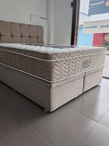 CAMA BOX QUEEN BASE+COLCHÃO 1.98X1.58 ENTREGA GRÁTIS 