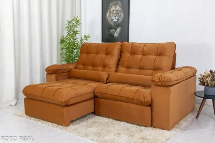 Sofá Retrátil 4 Lugares Reclinável Terracota Piacatuba