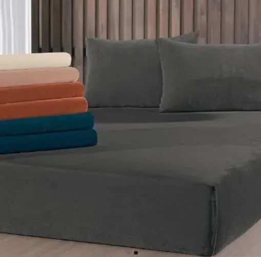 Lençol com Elástico King Altenburg Blend Plush Preto