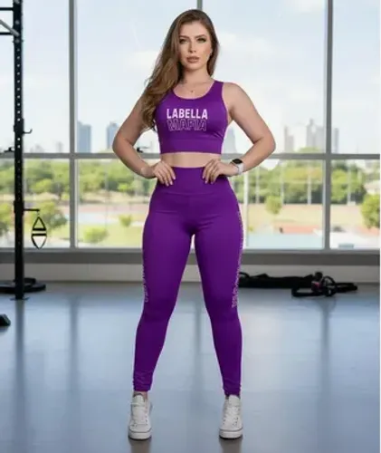Conjunto De Academia Feminino Labellamafia Calça Leguin + Top Fitness Treino z1394