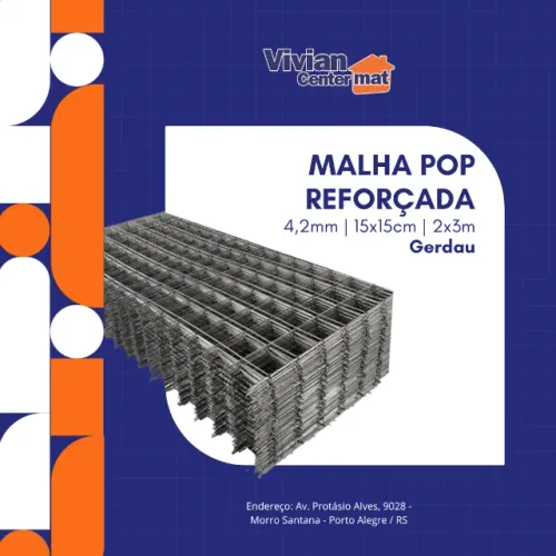 Malha Pop Reforçada 4,2mm 15x15cm 2x3M Gerdau