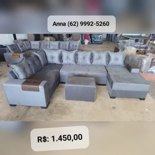 Sofá de canto com chaise com puff?///