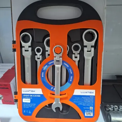Chave Combinada Dobrável com Catraca Kit 7 Peças