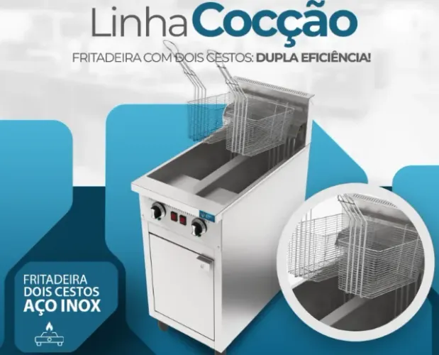 Fritadeira Industrial 2 Cubas 7500Watts de potencia 220V