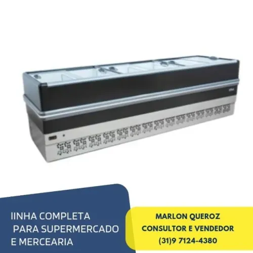 Ilha de Congelados Polar Vidro Reto 3M Preta 220V