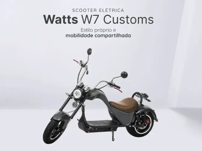 Moto Elétrica Watts W7 Customs - Nova, só 30km rodados! Bateria removível + som bluetooth!
