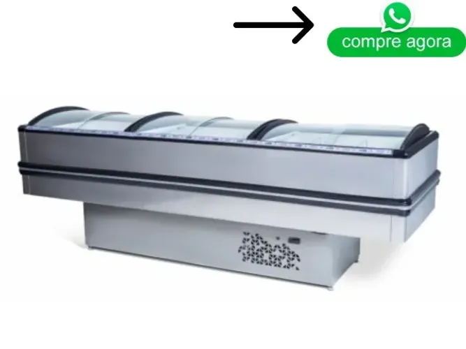 Ilha de Congelados 3M Inox Vidro Curvo Polar