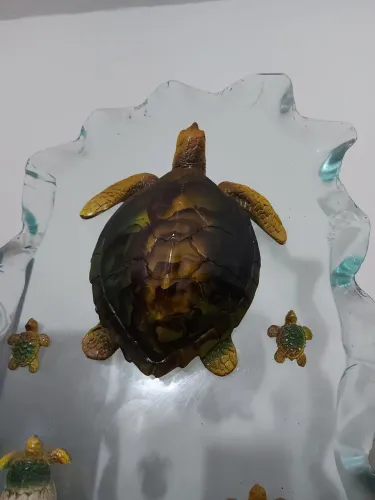 Escultura de Tartaruga em Vidro Artesanal . Baixou!!!