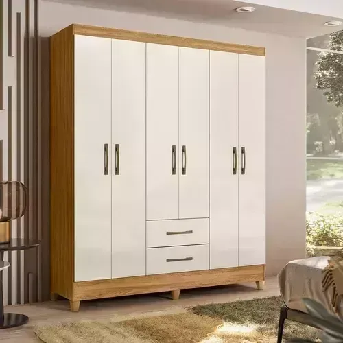 Roupeiro Guarda roupa 6 portas 2 gavetas