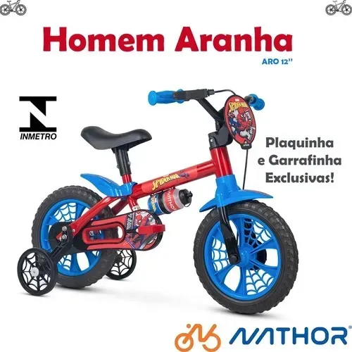 Bicicleta aro 12 infantil homem aranha promocional nathor