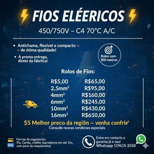 Cabos elétricos flexível antichamas certificado pelo Inmetro 