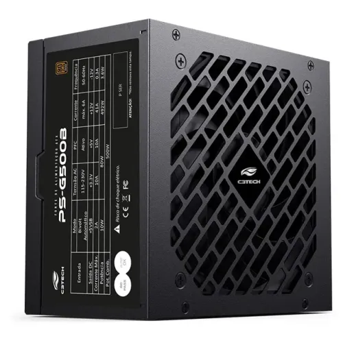 Fonte ATX 500W C3Tech PS-G500B PFC Ativo 80 Plus Bronze New - WZetta