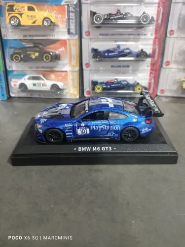 Miniatura BMW M6 GT3 PlayStation Azul - Escala 1:44 11,5cm