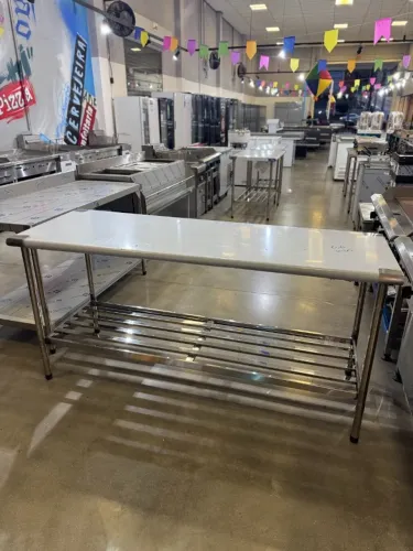 mesa de inox 190x70 gradeada pronta entrega (alef)