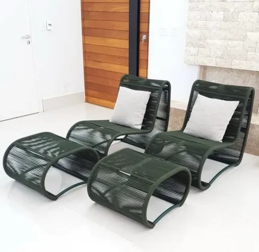 Poltronas na corda náutica verde 