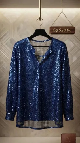 Blusa paete gg azul bic 28.00